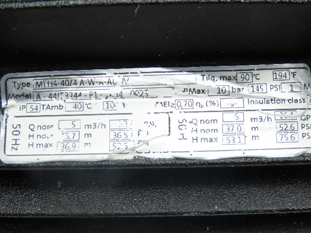 Grundfos MTH4-40/4 A-W-A-AUUV Immersion Coolant Pump 26gpm 2Hp 230/460V 3/4"npt