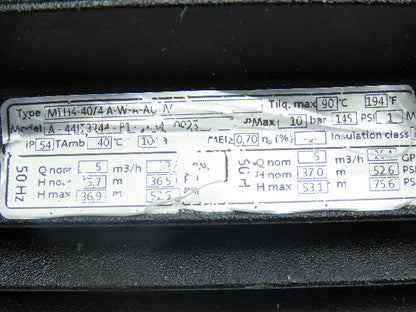 Grundfos MTH4-40/4 A-W-A-AUUV Immersion Coolant Pump 26gpm 2Hp 230/460V 3/4"npt