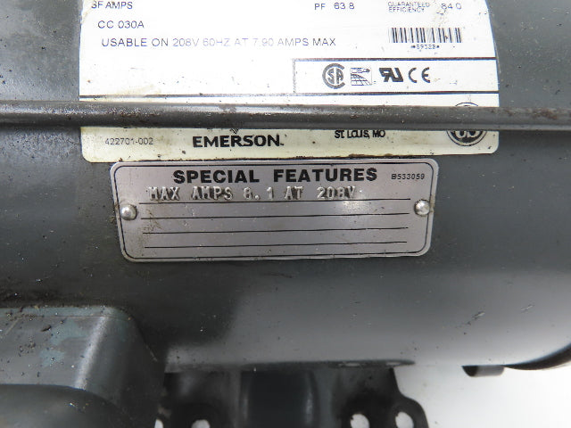 Emerson S932B AC Motor 2Hp 1175 RPM 230/460V 3PH 184T Frame 1-1/8" Shaft