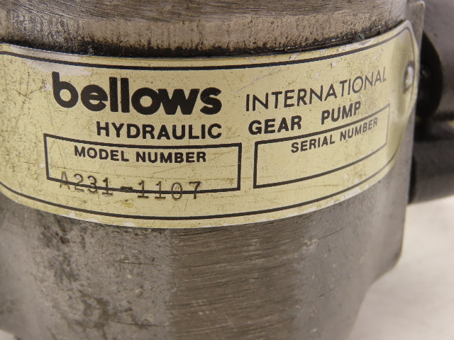 Bellows A231-1107 Hydraulic Rotary Gear Pump 2-Bolt 1/2" Shaft SAE Ports