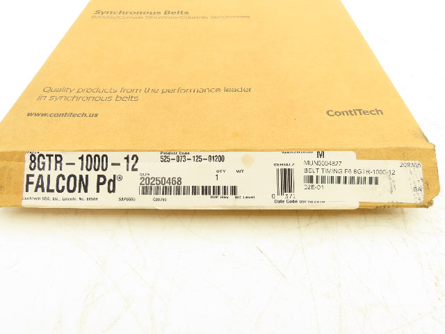 Continental 8GTR-1000-12 Falcon Timing Belt 8mm Pitch 125 Teeth 36mm W Lot of 2