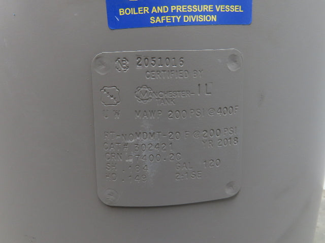 Manchester 120 Gallon Vertical Air Compressor Receiver Tank 200 PSI 2018