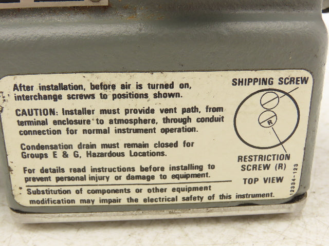 Siemens/Moore 77-16 Pressure Transducer 4-20 mA Input to 3-15 PSIG Output