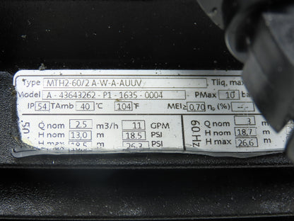 Grundfos MTH2-60/2 A-W-A-AUUV Immersion Coolant Pump 11gpm 230V 3PH