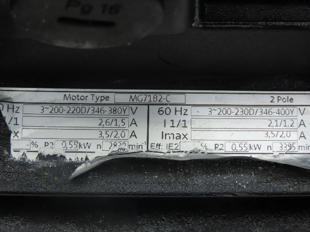 Grundfos MTH2-60/2 A-W-A-AUUV Immersion Coolant Pump 11gpm 230V 3PH