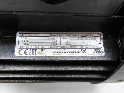 Grundfos MTC2-6/3 A-WB-A-AQQV Immersion Coolant Pump 13GPM .75Hp 230/460V 3PH