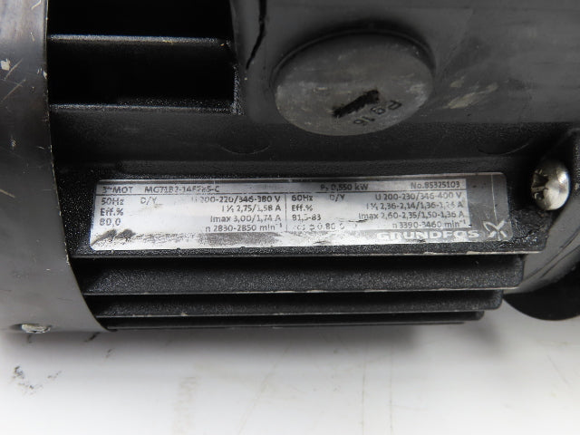 Grundfos SPK8-3/2 A-W-A-AUUV Immersion Coolant Pump 39 GPM 0.55kW 230/460V 3PH