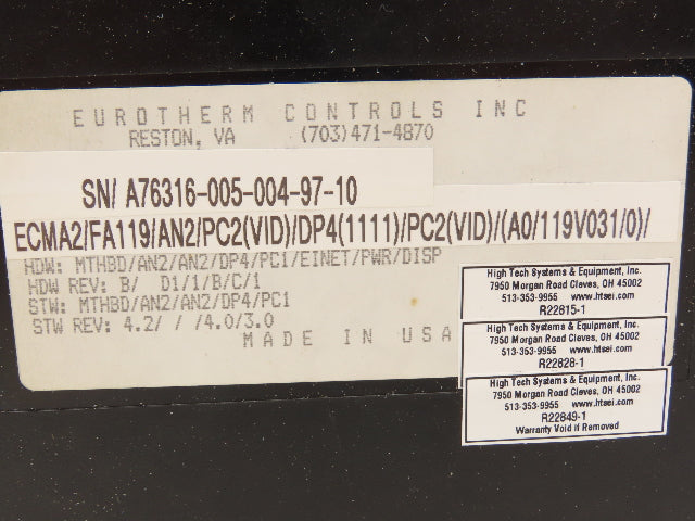 Eurotherm ECMA2/FA119/AN2/PC2(VID)/DP4(1111)/PC2 Temperature Controller REPAIRED