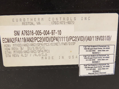 Eurotherm ECMA2/FA119/AN2/PC2(VID)/DP4(1111)/PC2 Temperature Controller REPAIRED