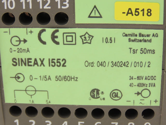 Sineax I552 Industrial AC Current Measuring Transducer 0-1/5A