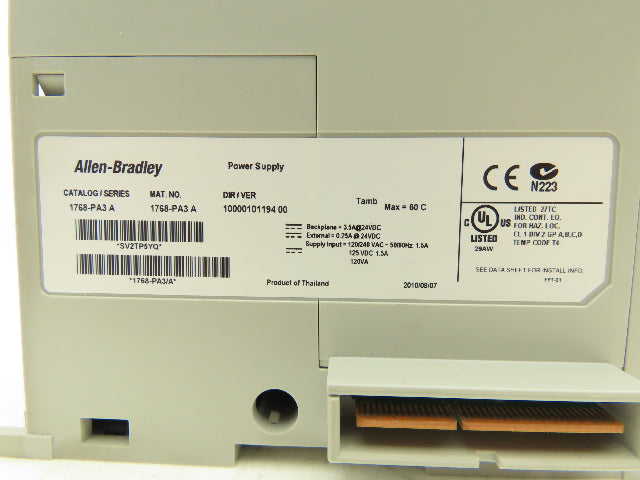 Allen Bradley 1768-PA3 CompactLogix 24VDC Power Supply Module L4x AC/DC In Ser A