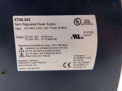 Puls Dimension XT40.242 PLC Semi Regulated Power Supply 3PH 24V 40A Lot of 2