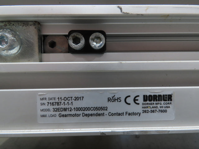 Dorner 3200 Series Belt Conveyor 12"W x 10'L - No Drive - Read Description