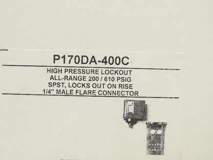 Johnson Controls P170DA-400 SPST Pressure Control Switch Single Pole 610 psi