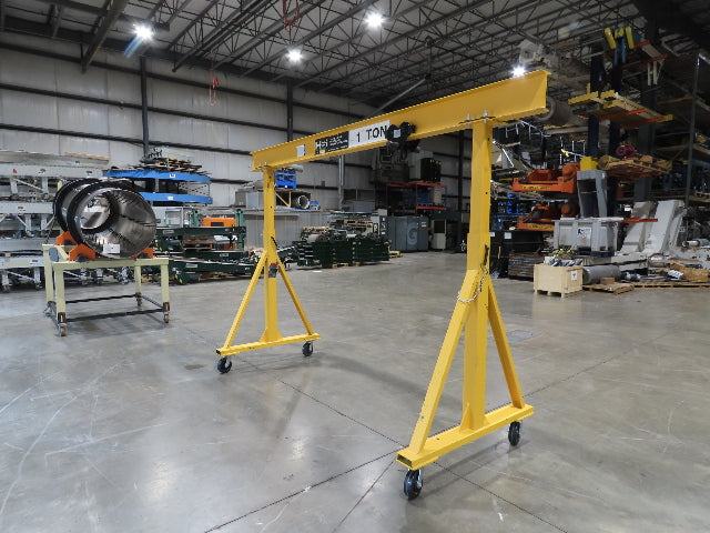 HSI Handling Systems 1-Ton 2000Lb Portable Gantry Crane 9' Span 5'-7' Adj Height