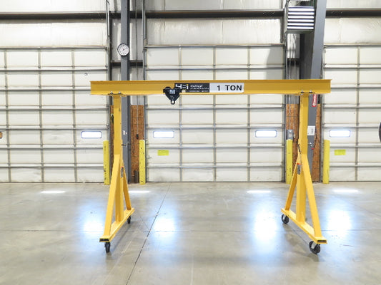 HSI Handling Systems 1-Ton 2000Lb Portable Gantry Crane 9' Span 5'-7' Adj Height