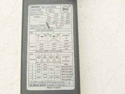 BEHA V1X-440 Circuit Tracer Kit Unitest Voltage Field Indicator Continuity Test