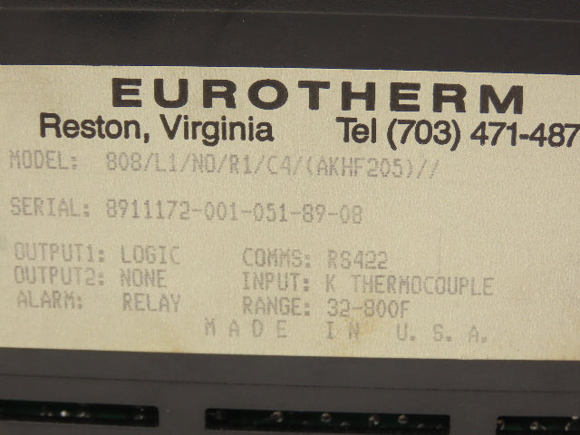 Eurotherm 808 PLC Temperature Controller Module With Display 808/L1/N0/R1/C4