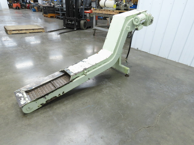 Tsubaki MT10 10"W x 74"L Chip Conveyor 7.5"W Steel Belt 29"H Discharge 220V 3PH