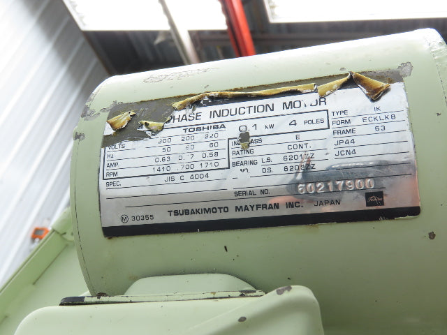 Tsubaki MT10 10"W x 74"L Chip Conveyor 7.5"W Steel Belt 29"H Discharge 220V 3PH