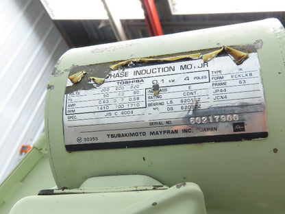 Tsubaki MT10 10"W x 74"L Chip Conveyor 7.5"W Steel Belt 29"H Discharge 220V 3PH