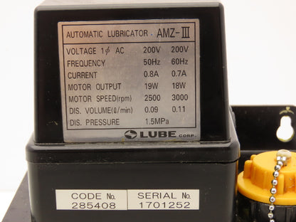 Lube Corp 285408 AMZ-III Automatic Lubricator Pump Oiler 1.8 Liter 200V 1Ph