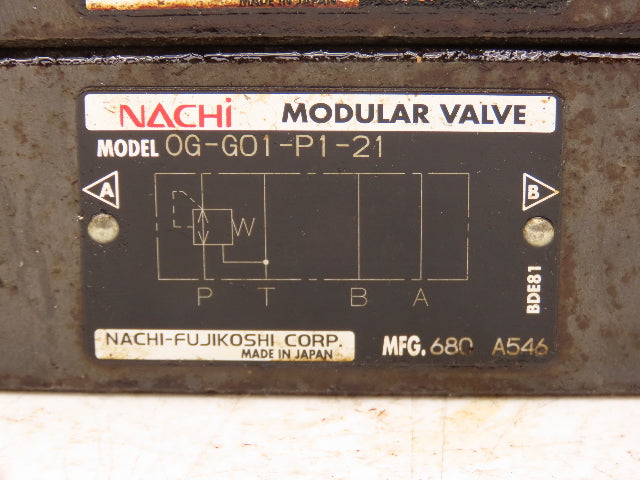 Nachi SA-G01-C6-D2-31 Hydraulic Directional Control Solenoid Valve Assy 24VDC