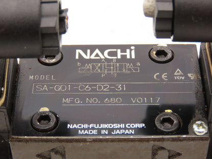 Nachi SA-G01-C6-D2-31 Hydraulic Directional Control Solenoid Valve Assy 24VDC