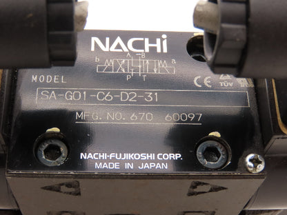 Nachi SA-G01-C6-D2-31 Hydraulic Directional Control Solenoid Valve Assy 24VDC