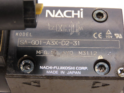 Nachi SA-G01-A3X-D2-31 Hydraulic Directional Control Solenoid Valve Assy 24VDC