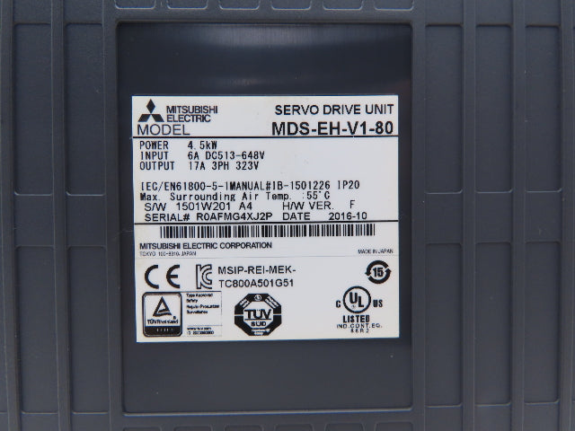 Mitsubishi MDS-EH-V1-80 AC Servo Drive Unit 4.5kW 17A 3ph 323V
