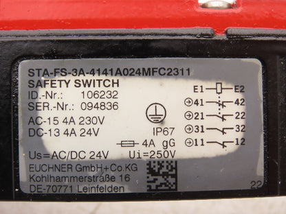 Euchner STA-FS Safety Guard Lock Switch Electromechanical 230VAC/24VDC 4A