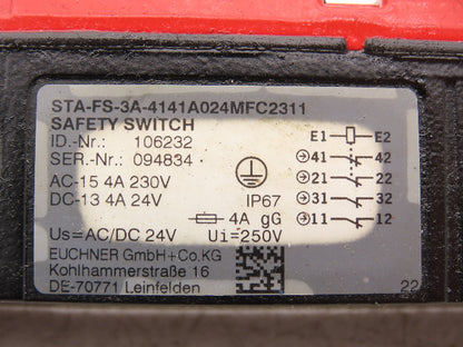 Euchner STA-FS Safety Guard Lock Switch Electromechanical 230VAC/24VDC 4A