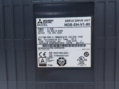 Mitsubishi MDS-EH-V1-80 AC Servo Drive Unit 4.5kW 17A 3ph 323V HW Ver J