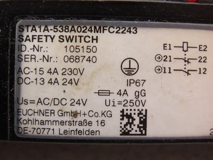 Euchner STA1A-538A024MFC2243 Safety Guard Lock Safety Switch 230VAC/24VDC 4A