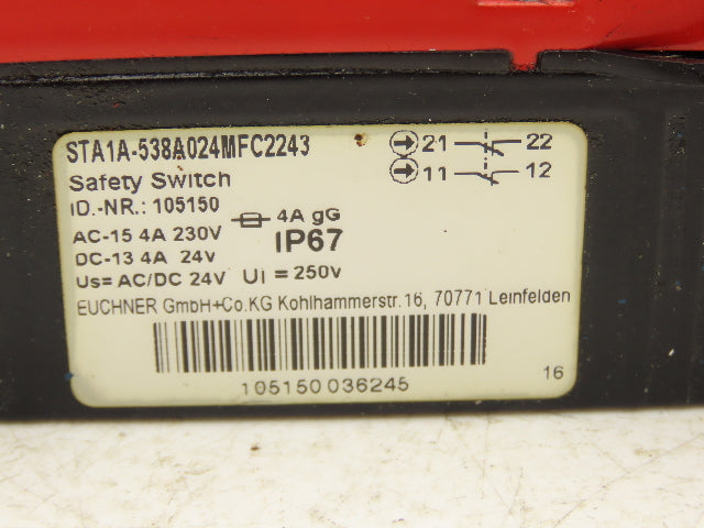 Euchner STA1A-538A024MFC2243 Safety Guard Lock Safety Switch 230VAC/24VDC 4A