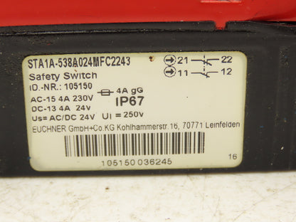 Euchner STA1A-538A024MFC2243 Safety Guard Lock Safety Switch 230VAC/24VDC 4A