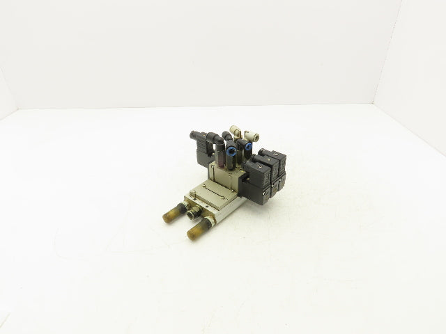SMC VFS2120-5D-02-XD1 Pneumatic 5 Station Manifold Bank w 3 Solenoid Valves