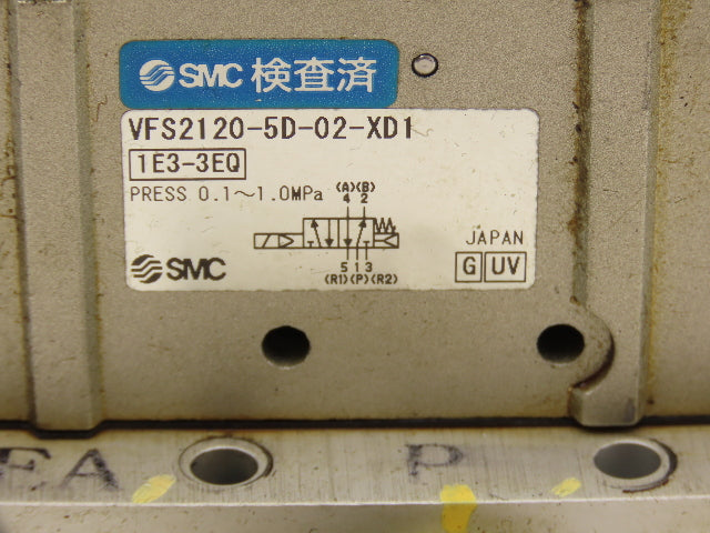 SMC VFS2120-5D-02-XD1 Pneumatic 5 Station Manifold Bank w 3 Solenoid Valves