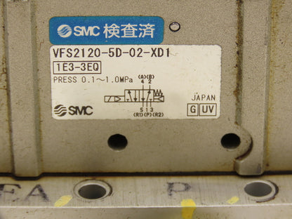 SMC VFS2120-5D-02-XD1 Pneumatic 5 Station Manifold Bank w 3 Solenoid Valves