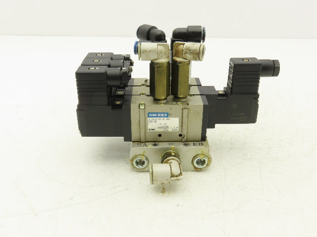SMC VFS2120-5D-02-XD1 Pneumatic 5 Station Manifold Bank w 3 Solenoid Valves
