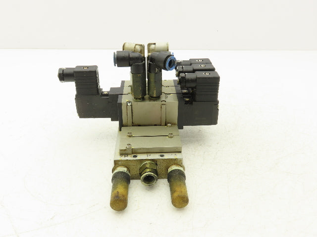SMC VFS2120-5D-02-XD1 Pneumatic 5 Station Manifold Bank w 3 Solenoid Valves
