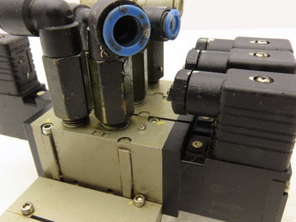 SMC VFS2120-5D-02-XD1 Pneumatic 5 Station Manifold Bank w 3 Solenoid Valves