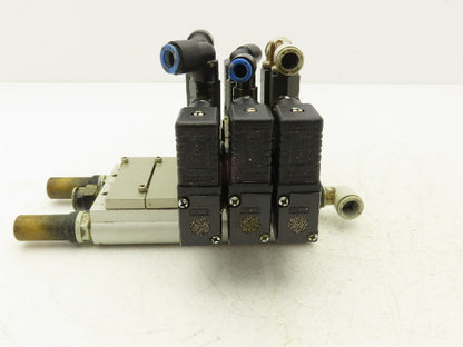 SMC VFS2120-5D-02-XD1 Pneumatic 5 Station Manifold Bank w 3 Solenoid Valves