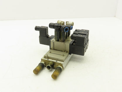 SMC VFS2120-5D-02-XD1 Pneumatic 5 Station Manifold Bank w 3 Solenoid Valves