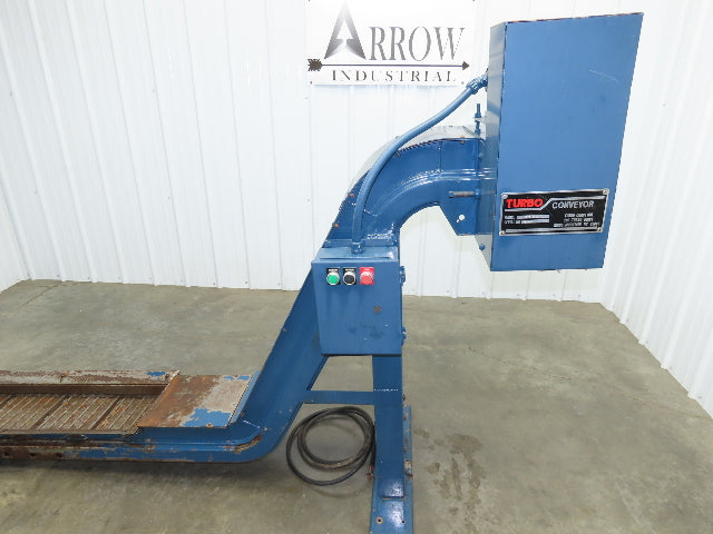 Turbo Systems 12"W x 8'L Chip Conveyor 10" Steel Belt 54" Infeed 39"H 230/460V