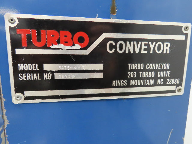 Turbo Systems 14"W x 8' 8"L Chip Conveyor 12"Steel Belt 60" Infeed 38"H 230/460V