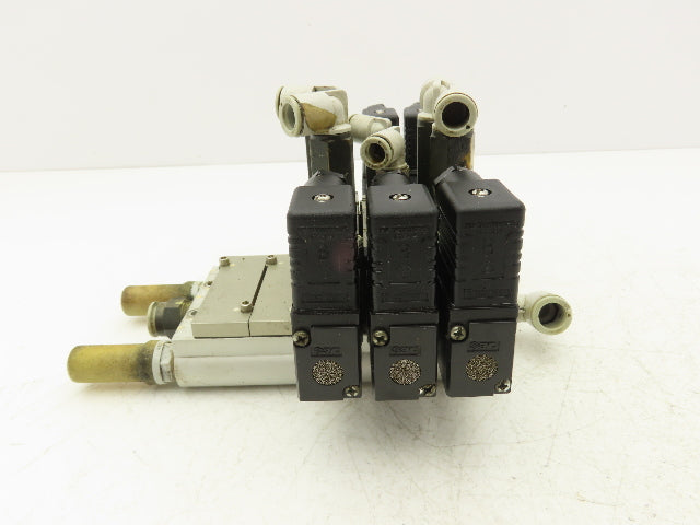 SMC VFS2320-5D-02-XD1 Pneumatic 5 Station Manifold Bank w 3 Solenoid Valves