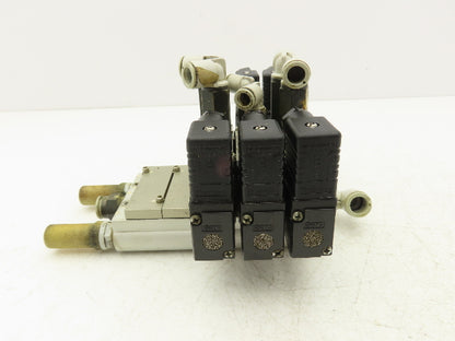 SMC VFS2320-5D-02-XD1 Pneumatic 5 Station Manifold Bank w 3 Solenoid Valves