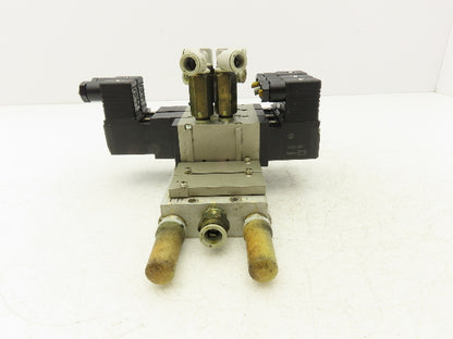 SMC VFS2320-5D-02-XD1 Pneumatic 5 Station Manifold Bank w 3 Solenoid Valves